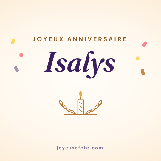 Image carrée « Joyeux anniversaire Isalys » pour WhatsApp