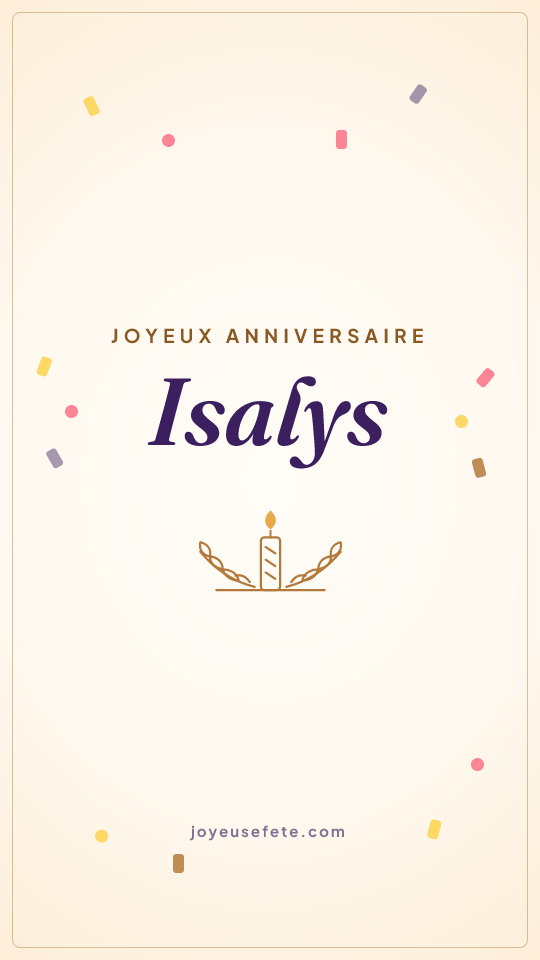 Image « Joyeux anniversaire Isalys » au format story