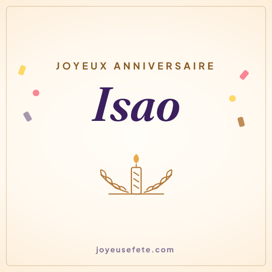 Image carrée « Joyeux anniversaire Isao » pour WhatsApp