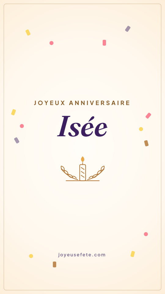 Image « Joyeux anniversaire Isée » au format story