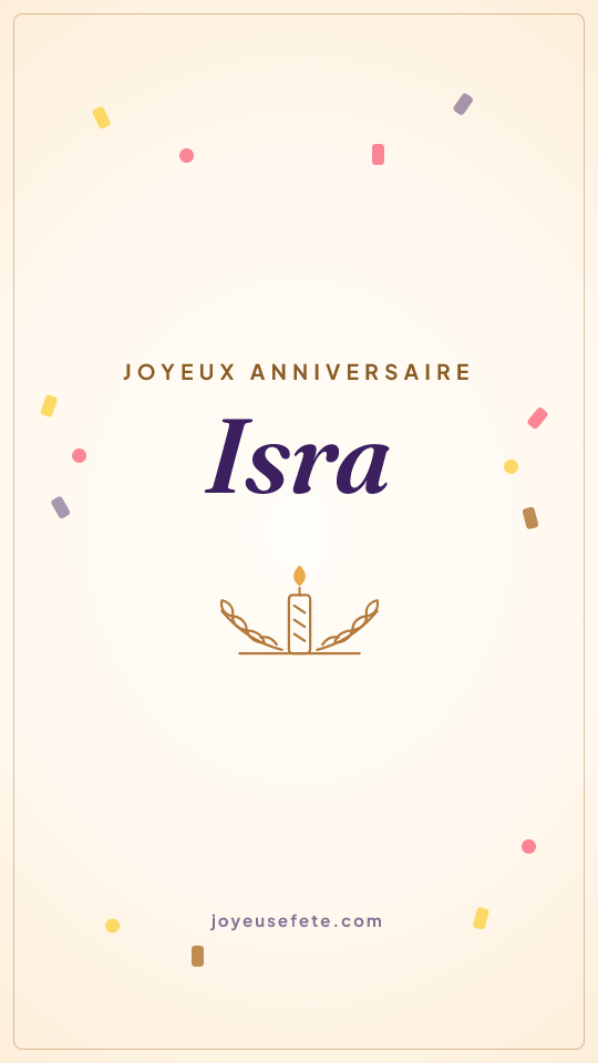 Image « Joyeux anniversaire Isra » au format story