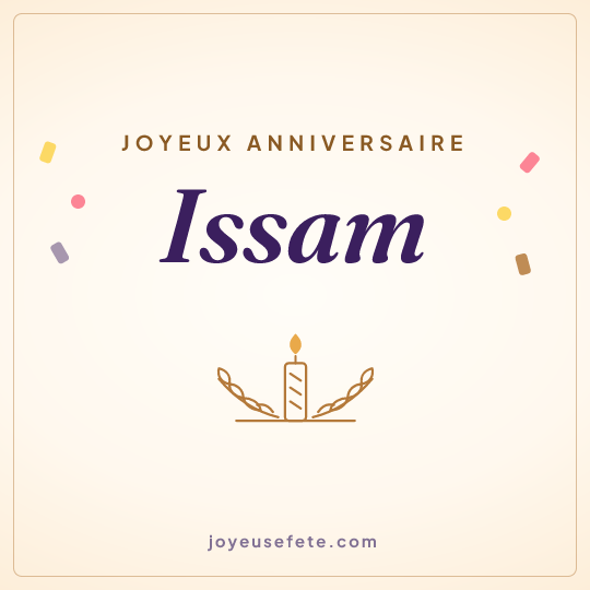 Image carrée « Joyeux anniversaire Issam » pour WhatsApp