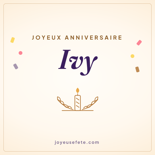 Image carrée « Joyeux anniversaire Ivy » pour WhatsApp