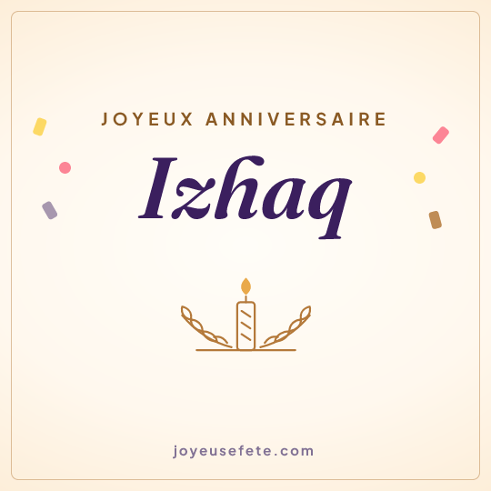 Image carrée « Joyeux anniversaire Izhaq » pour WhatsApp