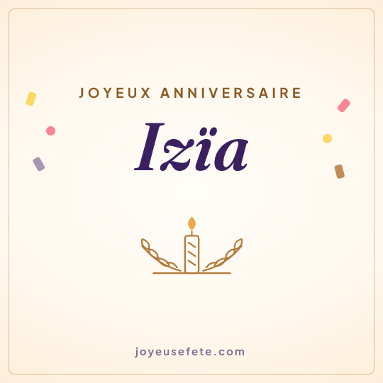 Image carrée « Joyeux anniversaire Izïa » pour WhatsApp