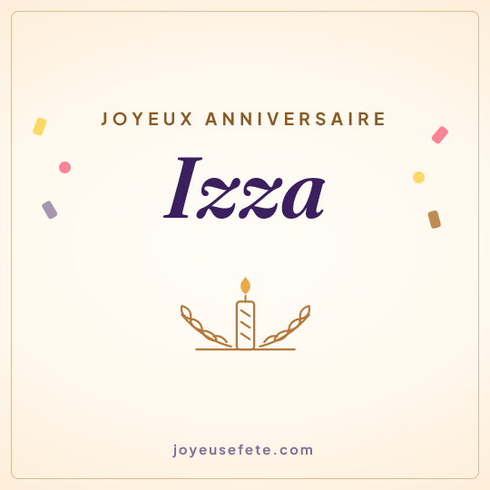 Image carrée « Joyeux anniversaire Izza » pour WhatsApp