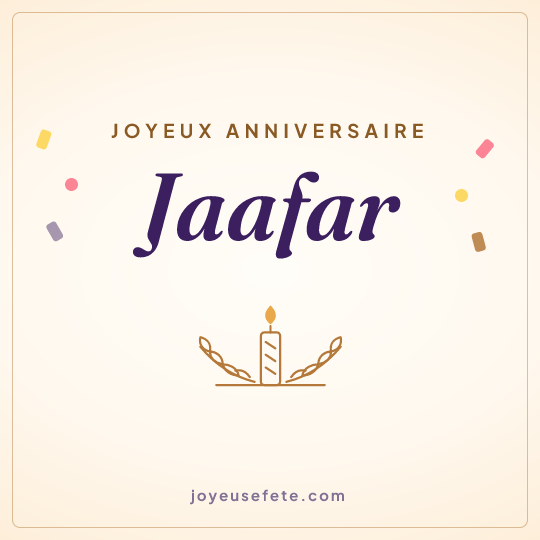 Image carrée « Joyeux anniversaire Jaafar » pour WhatsApp