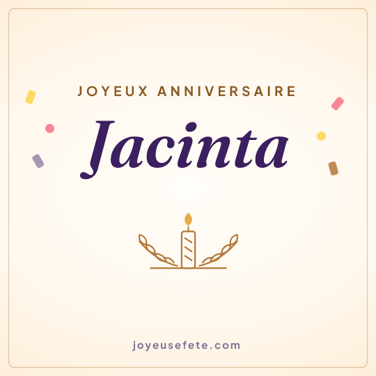 Image carrée « Joyeux anniversaire Jacinta » pour WhatsApp