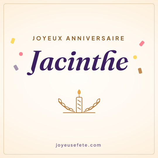 Image carrée « Joyeux anniversaire Jacinthe » pour WhatsApp