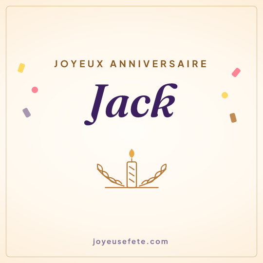 Image carrée « Joyeux anniversaire Jack » pour WhatsApp