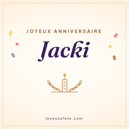 Image carrée « Joyeux anniversaire Jacki » pour WhatsApp