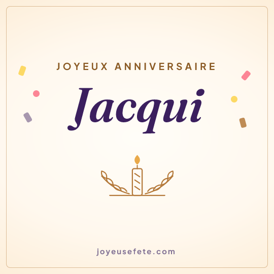 Image carrée « Joyeux anniversaire Jacqui » pour WhatsApp