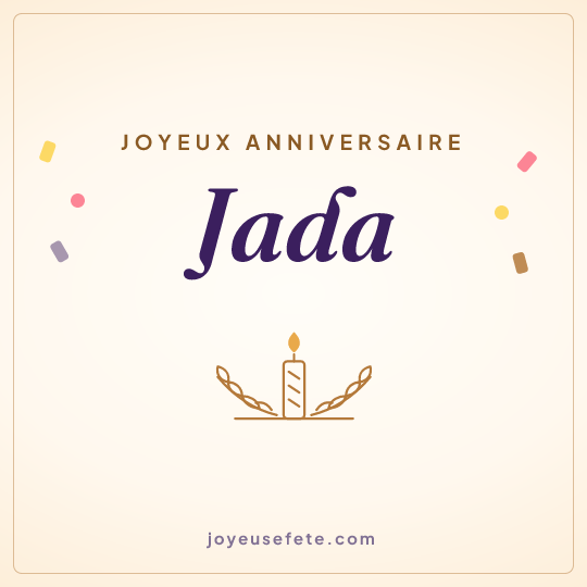 Image carrée « Joyeux anniversaire Jada » pour WhatsApp