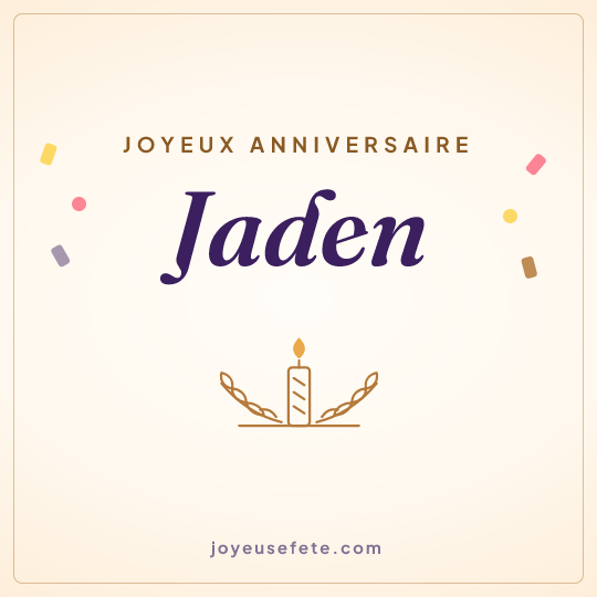 Image carrée « Joyeux anniversaire Jaden » pour WhatsApp