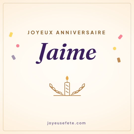 Image carrée « Joyeux anniversaire Jaime » pour WhatsApp