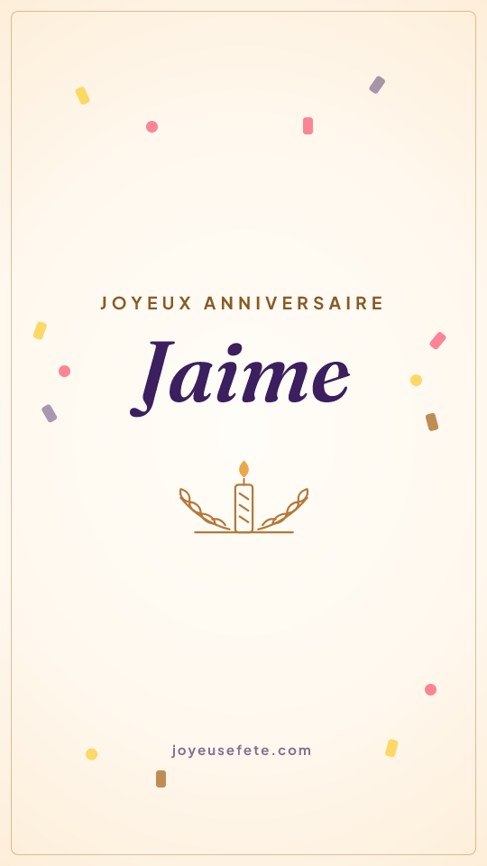 Image « Joyeux anniversaire Jaime » au format story
