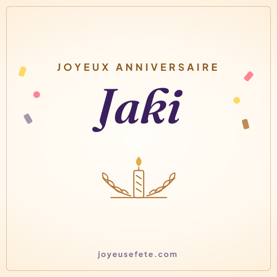 Image carrée « Joyeux anniversaire Jaki » pour WhatsApp