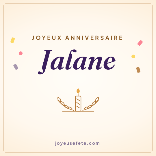 Image carrée « Joyeux anniversaire Jalane » pour WhatsApp