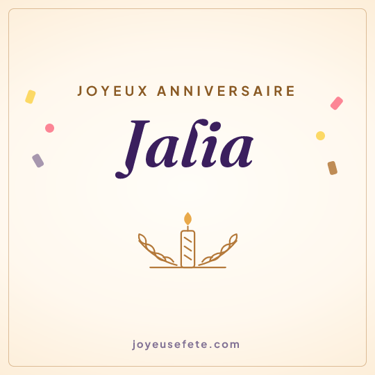 Image carrée « Joyeux anniversaire Jalia » pour WhatsApp