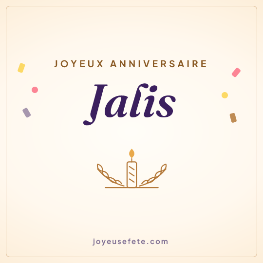 Image carrée « Joyeux anniversaire Jalis » pour WhatsApp
