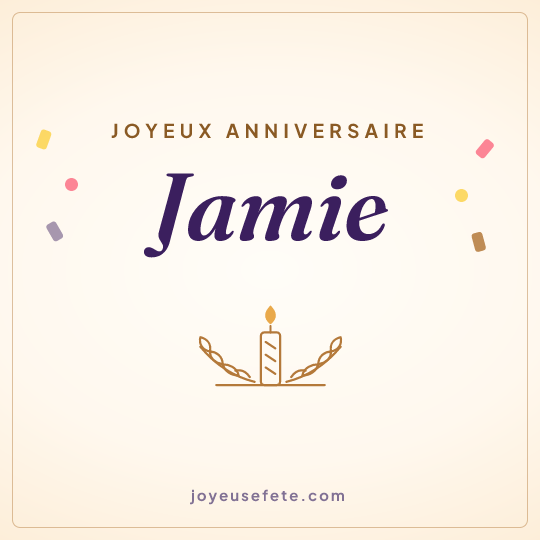 Image carrée « Joyeux anniversaire Jamie » pour WhatsApp