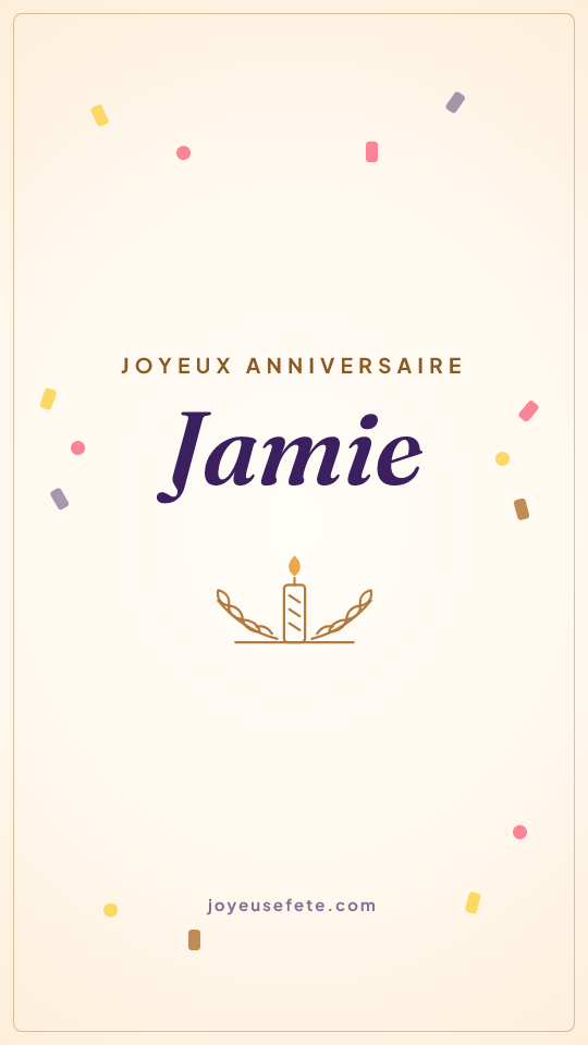 Image « Joyeux anniversaire Jamie » au format story