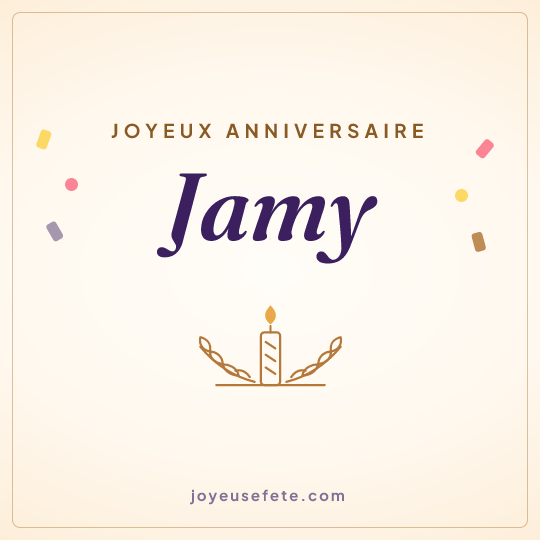Image carrée « Joyeux anniversaire Jamy » pour WhatsApp