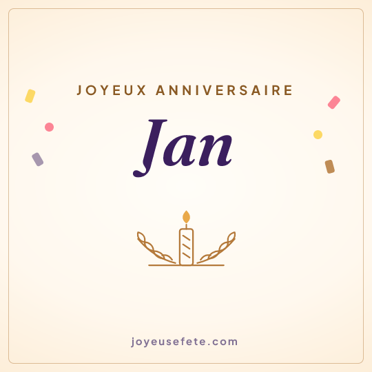 Image carrée « Joyeux anniversaire Jan » pour WhatsApp