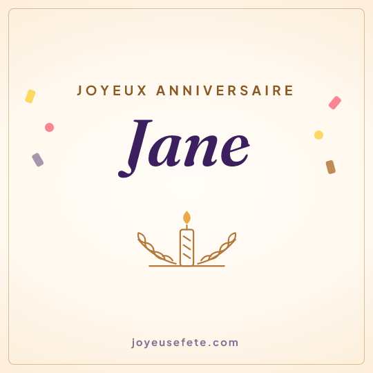 Image carrée « Joyeux anniversaire Jane » pour WhatsApp