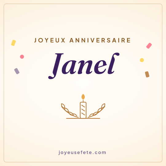 Image carrée « Joyeux anniversaire Janel » pour WhatsApp