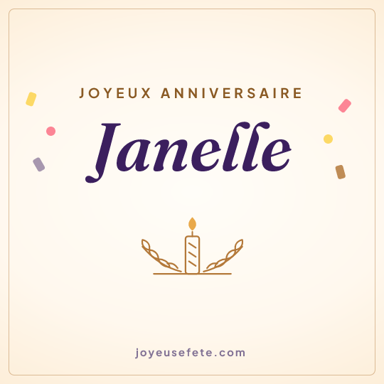 Image carrée « Joyeux anniversaire Janelle » pour WhatsApp