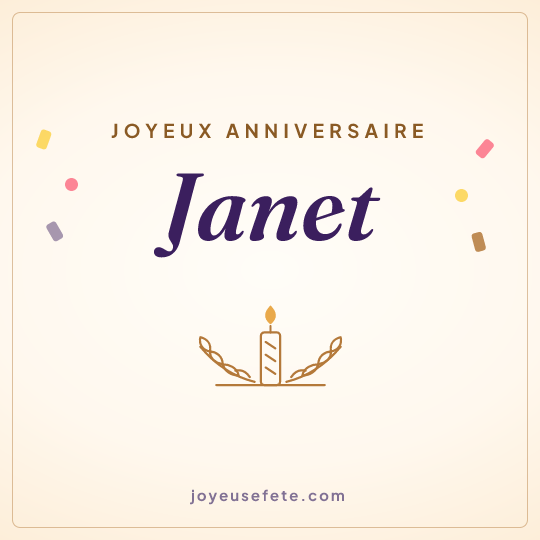 Image carrée « Joyeux anniversaire Janet » pour WhatsApp