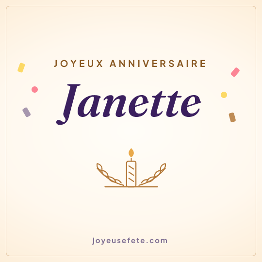 Image carrée « Joyeux anniversaire Janette » pour WhatsApp