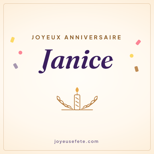 Image carrée « Joyeux anniversaire Janice » pour WhatsApp