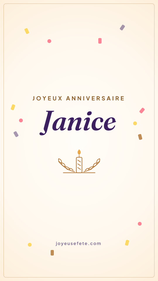 Image « Joyeux anniversaire Janice » au format story