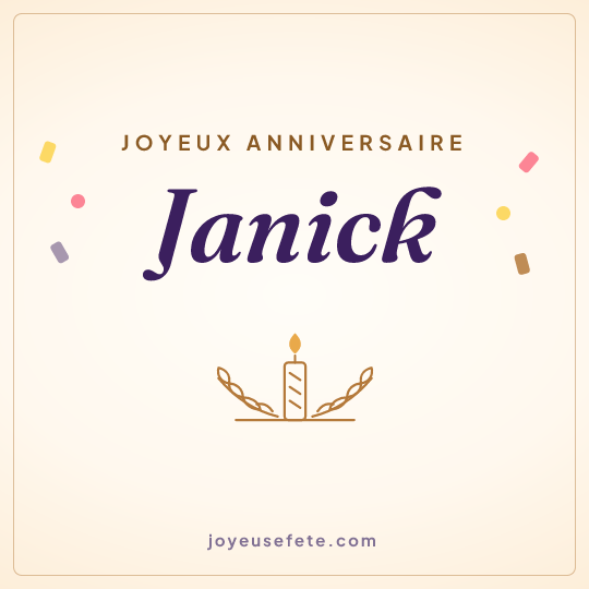 Image carrée « Joyeux anniversaire Janick » pour WhatsApp