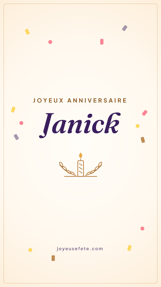 Image « Joyeux anniversaire Janick » au format story