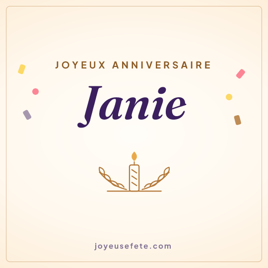 Image carrée « Joyeux anniversaire Janie » pour WhatsApp