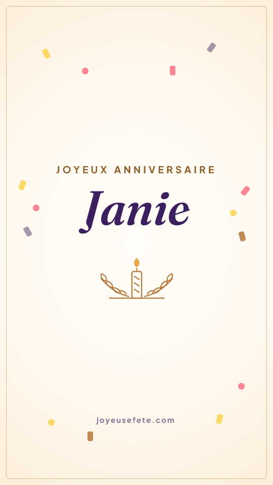 Image « Joyeux anniversaire Janie » au format story