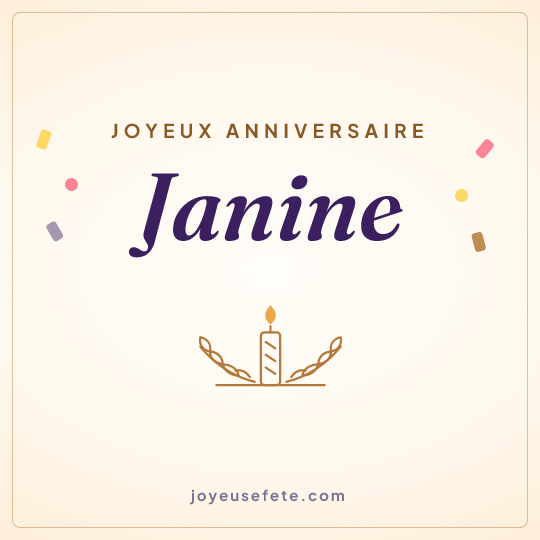 Image carrée « Joyeux anniversaire Janine » pour WhatsApp