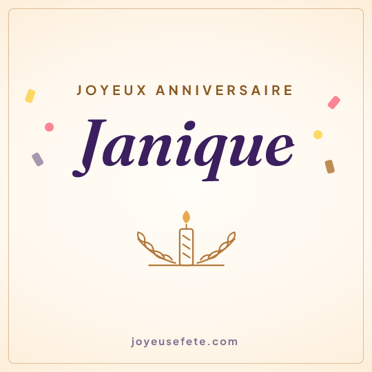 Image carrée « Joyeux anniversaire Janique » pour WhatsApp
