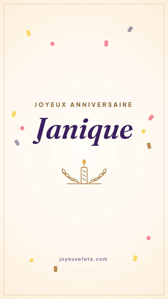 Image « Joyeux anniversaire Janique » au format story