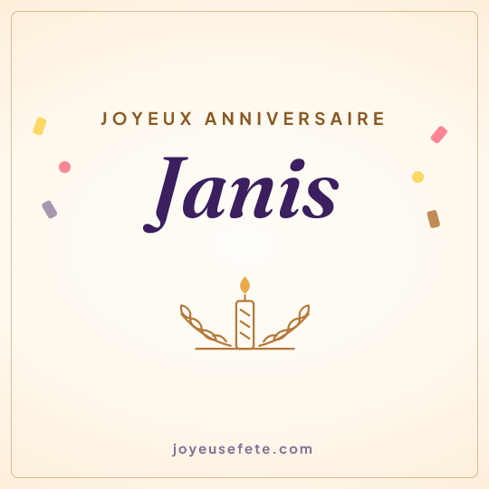 Image carrée « Joyeux anniversaire Janis » pour WhatsApp
