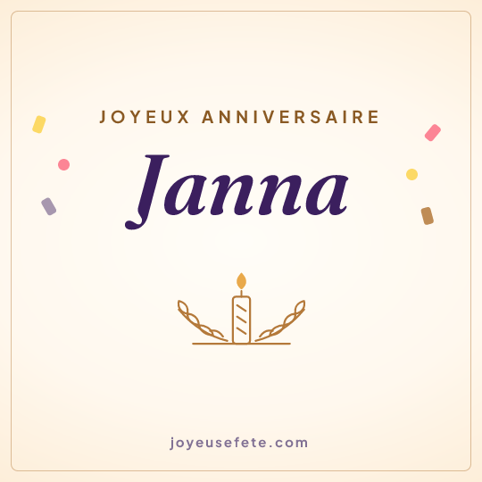 Image carrée « Joyeux anniversaire Janna » pour WhatsApp