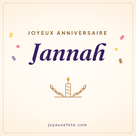 Image carrée « Joyeux anniversaire Jannah » pour WhatsApp