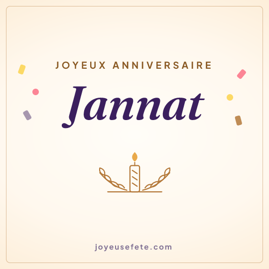 Image carrée « Joyeux anniversaire Jannat » pour WhatsApp