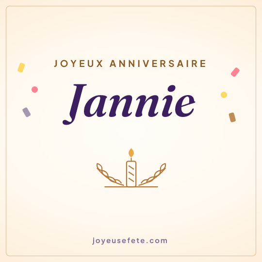 Image carrée « Joyeux anniversaire Jannie » pour WhatsApp