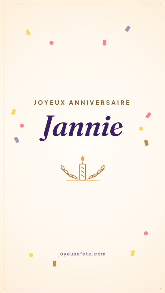 Image « Joyeux anniversaire Jannie » au format story