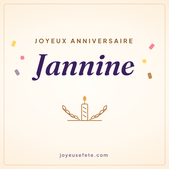 Image carrée « Joyeux anniversaire Jannine » pour WhatsApp