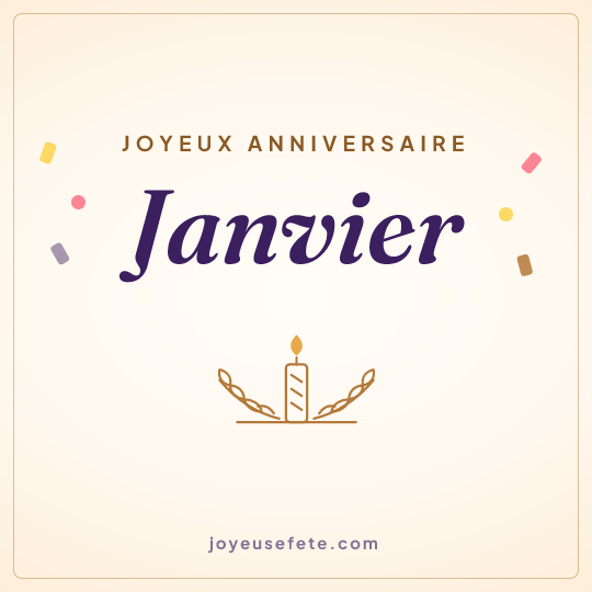 Image carrée « Joyeux anniversaire Janvier » pour WhatsApp